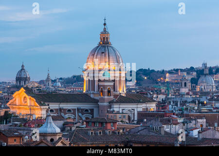 A nighttime view from Salita Del Pincio, Rome, Italy.  March 2016 Stock Photo