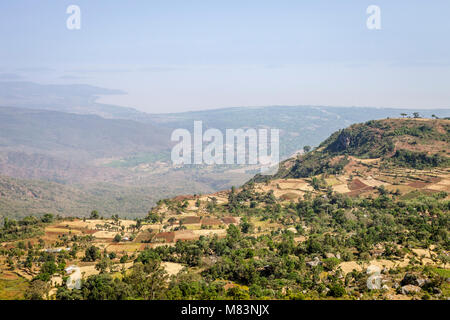 A View From The Guge Mountains Towards Lake Abaya, Southern Nations and Peoples Region, Ethiopia Stock Photo