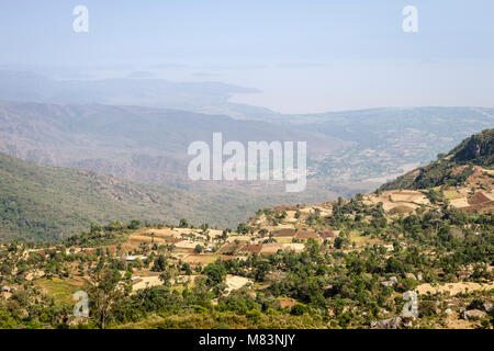 A View From The Guge Mountains Towards Lake Abaya, Southern Nations and Peoples Region, Ethiopia Stock Photo