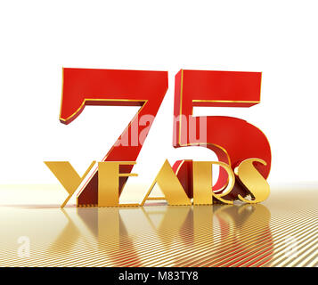 Golden number seventy five (number 75) and the word 'years' against the backdrop of the prospect of gold lines. 3D illustration Stock Photo