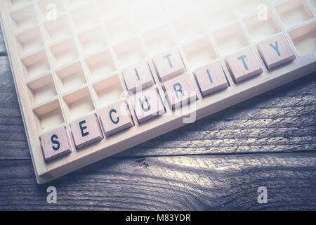 Closeup Of The Words IT Security Formed By Wooden Blocks In A Typecase Stock Photo