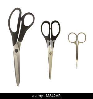 A set of scissors of different types Stock Vector