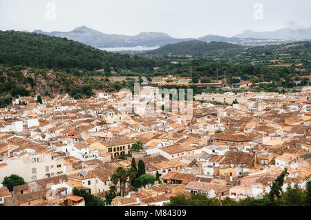 Aerial view of the Pollensa from the top of Calvary, Mallorca, Spain Stock Photo