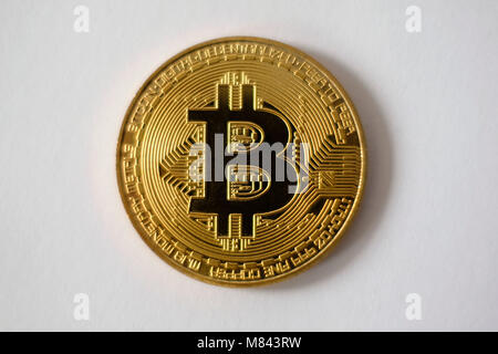 Bitcoin token coin cut out isolated on white background Stock Photo