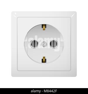 Single electrical socket Type F. Power plug vector illustration. Realistic receptacle from Europe. Stock Vector