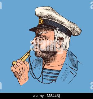 Sailor captain with tube Stock Vector Image & Art - Alamy