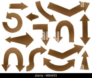 Set of different wooden arrows. Cursors vector illustration. Stock Vector