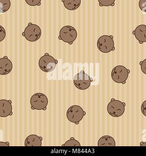 Bear seamless pattern background. Textile for baby. Vector animal. Kid sleeping Stock Vector