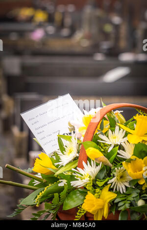 Funeral Flowers at the graveside Stock Photo