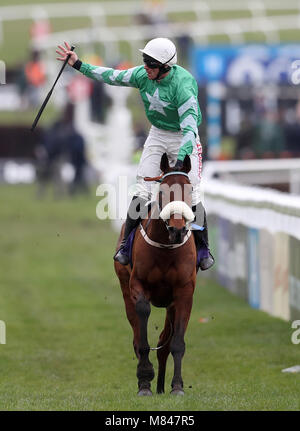 Davy Russell celebrates on Presenting Percy after winning the RSA ...