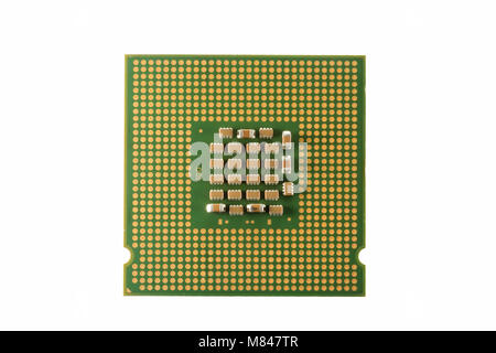 Microprocessor - closeup detail, white background Stock Photo