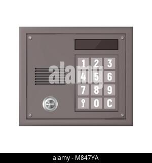 Digital intercom vector illustration. Advanced protection doors. Stock Vector