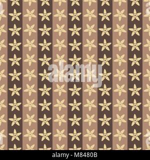 Seamless pattern background flowers in vanilla. Vector illustration. Brown wallpaper. Stock Vector