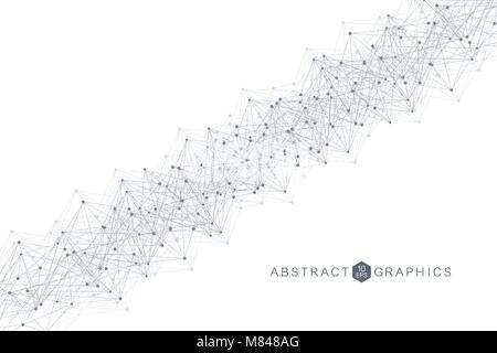 Geometric abstract background with connected line and dots. Big Data Visualization. Global network connection vector. Simple graphic background communication. Technology, science background. Stock Vector