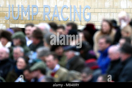 A general view of signage during Ladies Day of the 2018 Cheltenham Festival at Cheltenham Racecourse. PRESS ASSOCIATION Photo. Picture date: Wednesday March 14, 2018. See PA story RACING Cheltenham. Photo credit should read: Tim Goode/PA Wire. Stock Photo