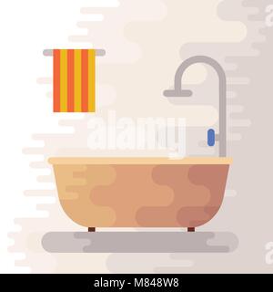 Bathroom flat icon. Bath vector illustration. Stock Vector