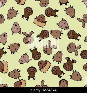 Seamless pattern background animal. Wildlife vector. Deer, sheep, wolf. Fabric or textile Stock Vector