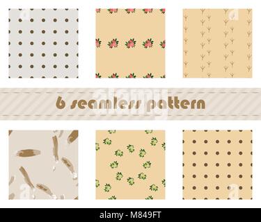 Seamless pattern background with points, flowers, traces of birds. Vector illustration. Stock Vector