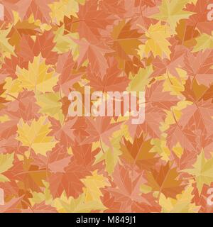 Seamless pattern background maple leafs. Fall wallpaper vector illustration. Stock Vector
