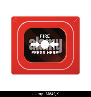 Red fire alarm box. Smoke detector vector illustration. Stock Vector