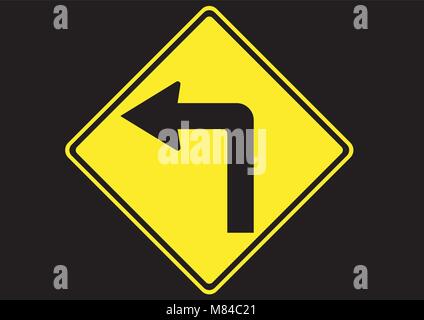 design vector of left turn ahead street sign Stock Vector