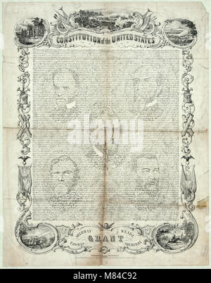 An 1866 copy of the United States Constitution with images of Civil War generals. Stock Photo