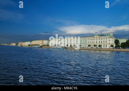 View to the Winter Palace and embankment of Neva river in St. Petersburg, Russia Stock Photo