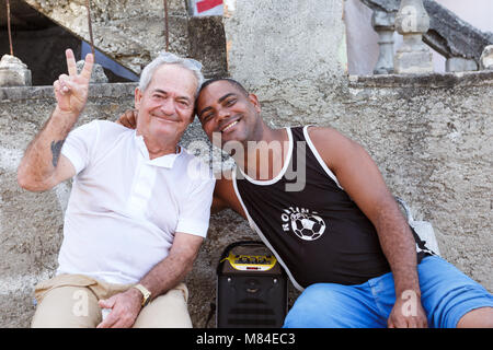 Two Cuban Men Posing for a Photo Near Havana Cuba Stock Photo