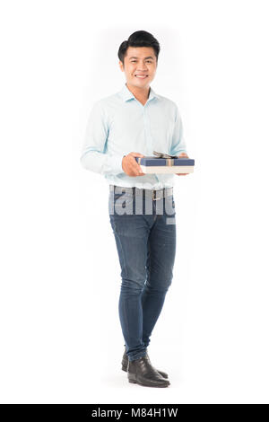 Man with gift box Stock Photo