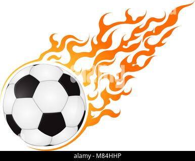 Flaming ball. Football or soccer design for emblem or logo. Stock Vector