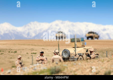 Kabul, Afganistan - 04.16.2013: Croatian soldiers have a briefing before the mission. Army Exercise at BlackHorse Camp, Cabul, Afghanistan. Stock Photo