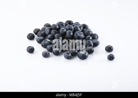 Fruit: Close up of Fresh Blueberries Isolated on White Background Stock Photo