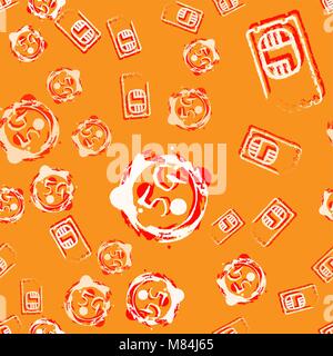 5g sim. The standard of communication in Mobile technologies. Seamless pattern with sim cards and splashes of bright paint. Grunge style Stock Vector