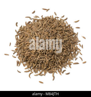 Heap of Caraway seeds isolated on white background Stock Photo