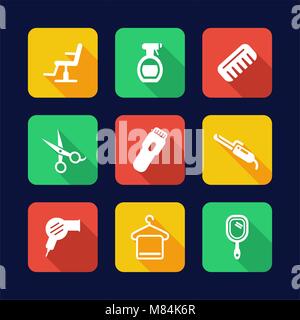 Hair Salon Icons Flat Design Stock Vector