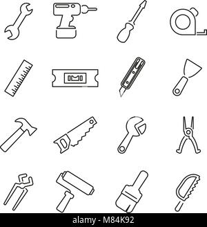 Handyman or Repairman Icons Thin Line Vector Illustration Set Stock Vector