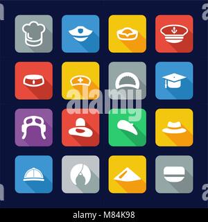 Hat Icons Flat Design Stock Vector