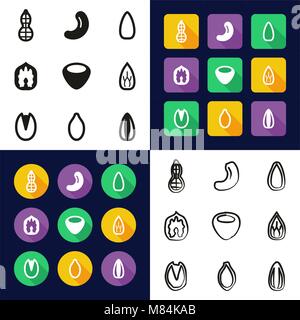 Healthy Snacks All in One Icons Black & White Color Flat Design Freehand Set Stock Vector