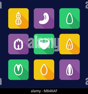 Healthy Snacks Icons Flat Design Stock Vector