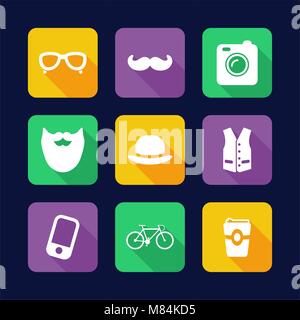Hipster Icons Flat Design Stock Vector