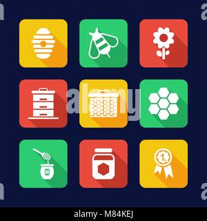 Honey Icons Flat Design Stock Vector