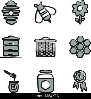 Honey Icons Freehand 2 Color Stock Vector
