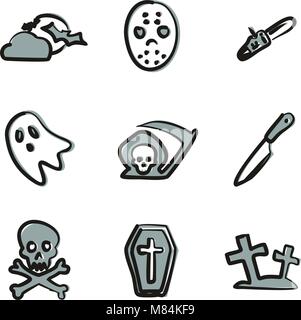 Horror Icons Freehand 2 Color Stock Vector