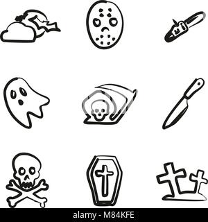 Horror Icons Freehand Stock Vector