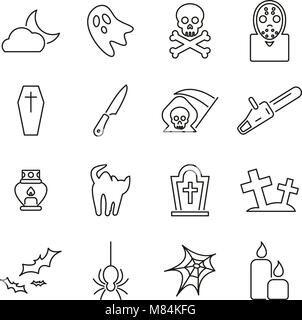 Horror or Scary Icons Thin Line Vector Illustration Set Stock Vector