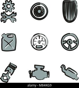 Hot Rod Icons Freehand 2 Color Stock Vector