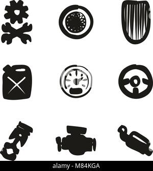 Hot Rod Icons Freehand Fill Stock Vector