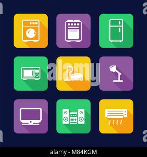 Household Appliances Icons Flat Design Stock Vector