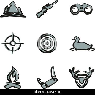 Hunting Icons Freehand 2 Color Stock Vector