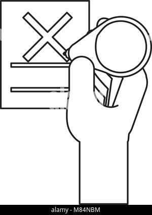 hand with votation paper with cross icon over white background, vector ...